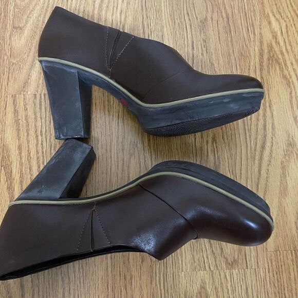 CAMPER Maroon brown Chunky round toe heels size 40 US 10 - Picture 5 of 9